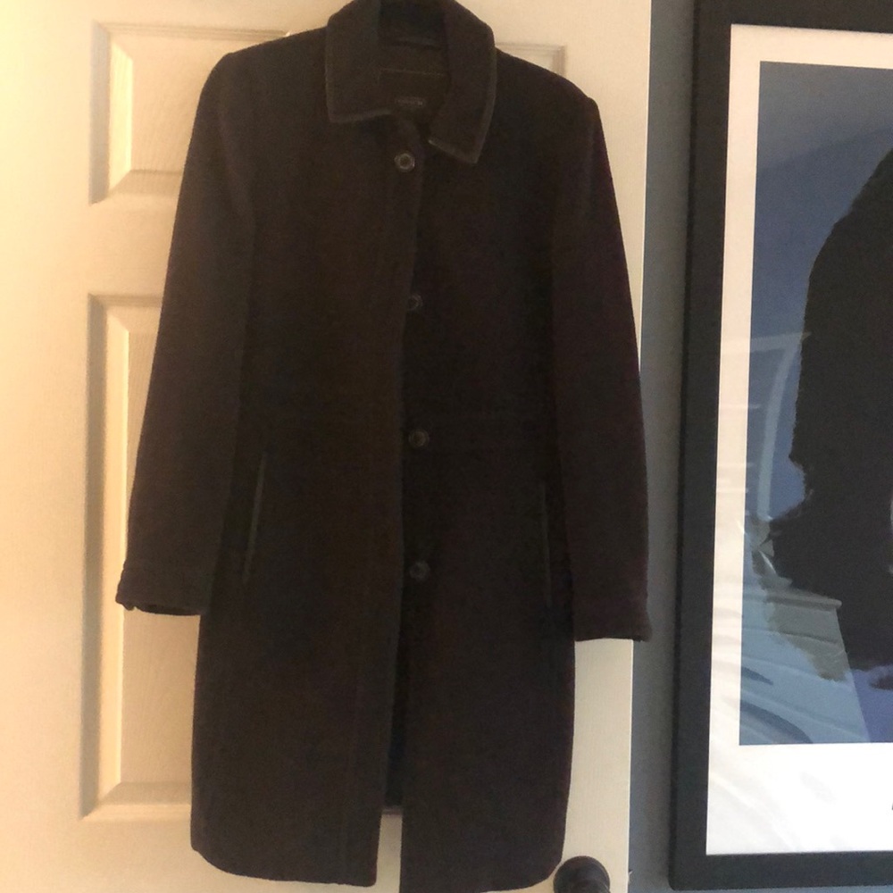 Coach Dark Brown Long Wool Blend Coat